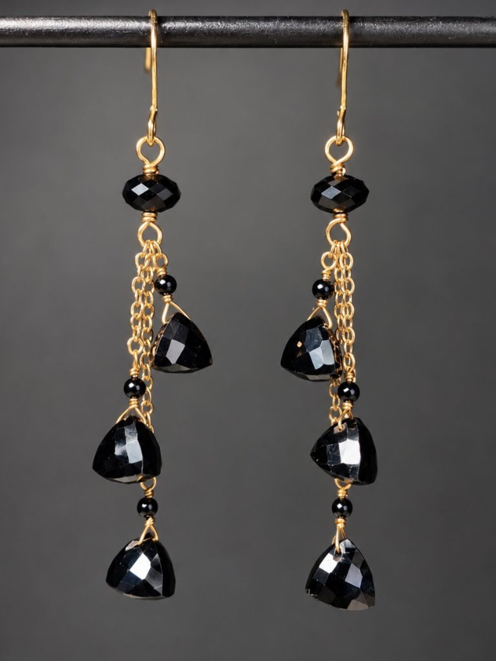 Black Onyx & Agate Dangle Earrings